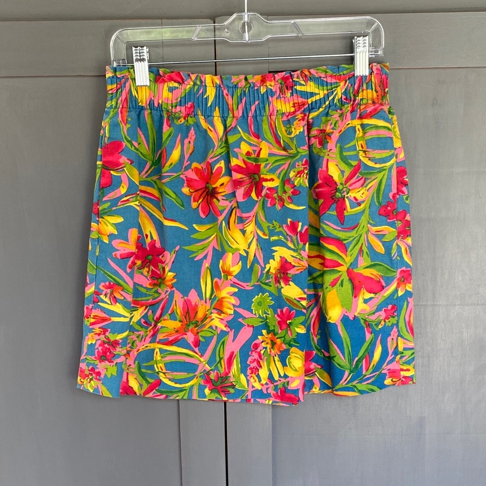 J. Crew Bright Floral Blue Tropical Mini Skirt
